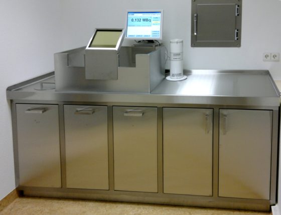 A laboratory stainless steel work bench