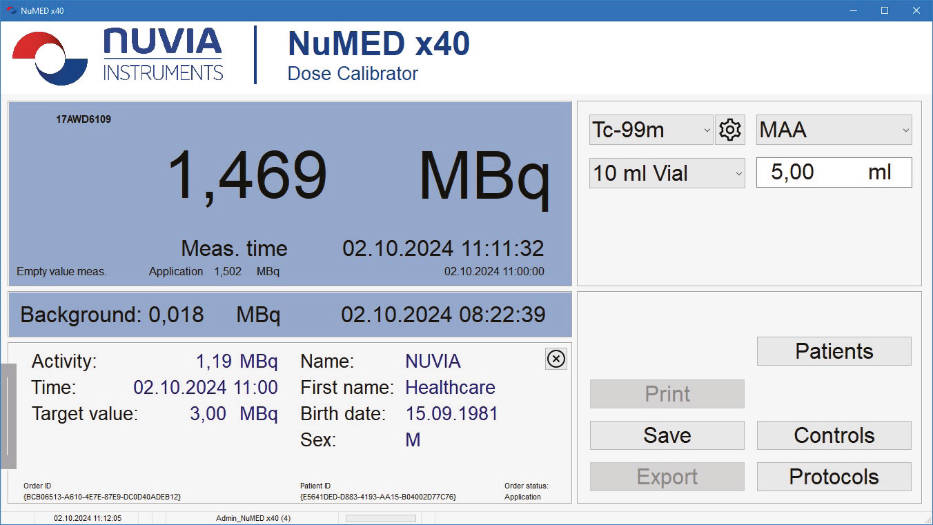 NuMED x40 Dose Calibrator NuviaTech Healthcare